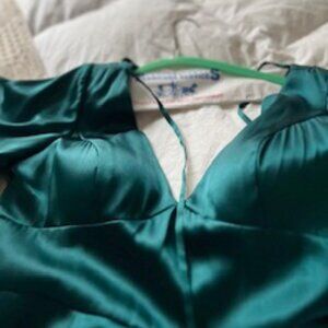 Deep Green Satin Gown for Weddings or Bridesmaids